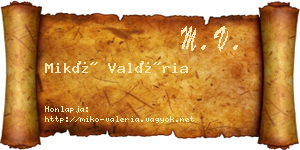 Mikó Valéria névjegykártya