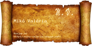 Mikó Valéria névjegykártya